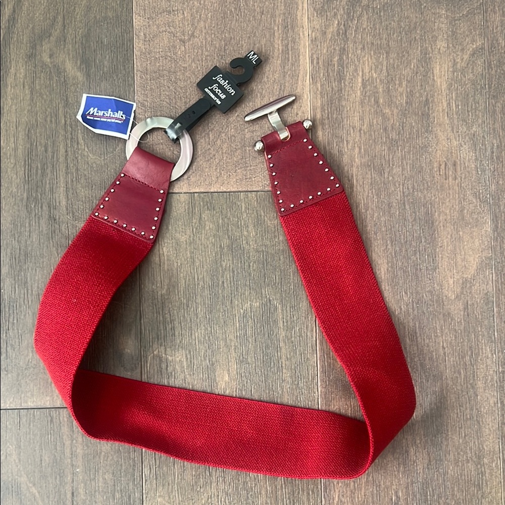 Red Leather and Fabric Womens fashion belt